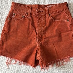 High-Waist Corduroy Women’s Shorts in Rust Orange
